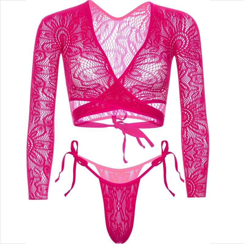 Haut & String en dentelle Fushia