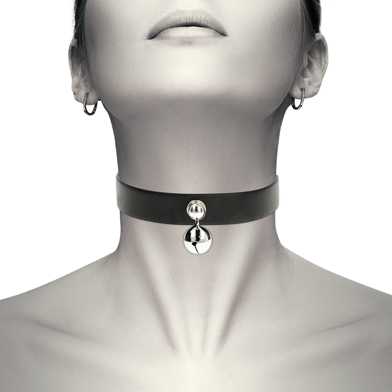 Collier en cuir vegan clochette