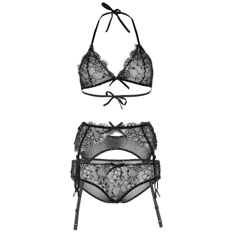Ensemble trois pièces en dentelle brillante Taille M