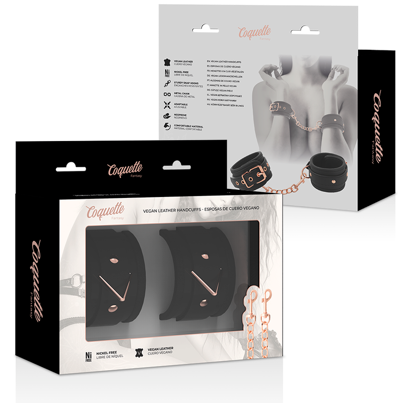 Menottes en cuir vegan chaine doré