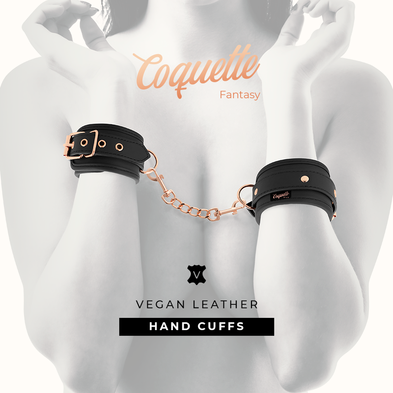 Menottes en cuir vegan chaine doré
