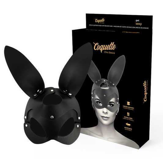 Masque en cuir végan oreilles de lapin cloutés