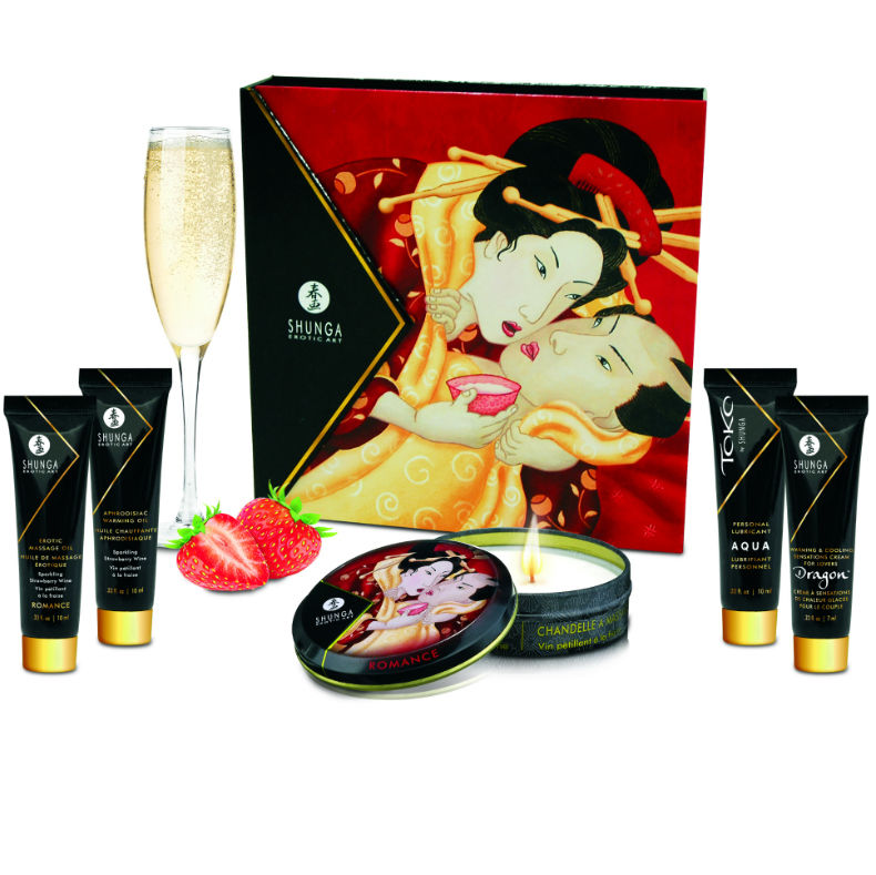 Shunga - coffret de massage romantique Fraises & Cava