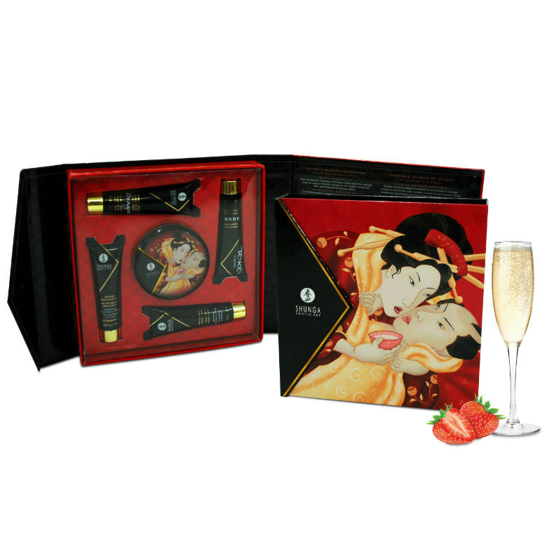 Shunga - coffret de massage romantique Fraises & Cava