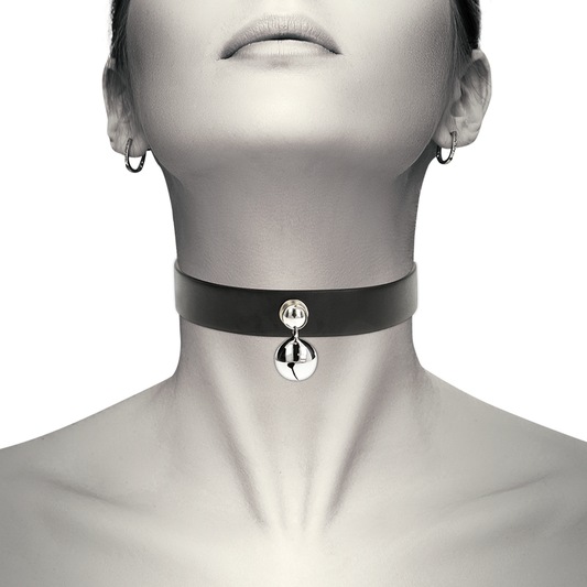Collier en cuir vegan clochette