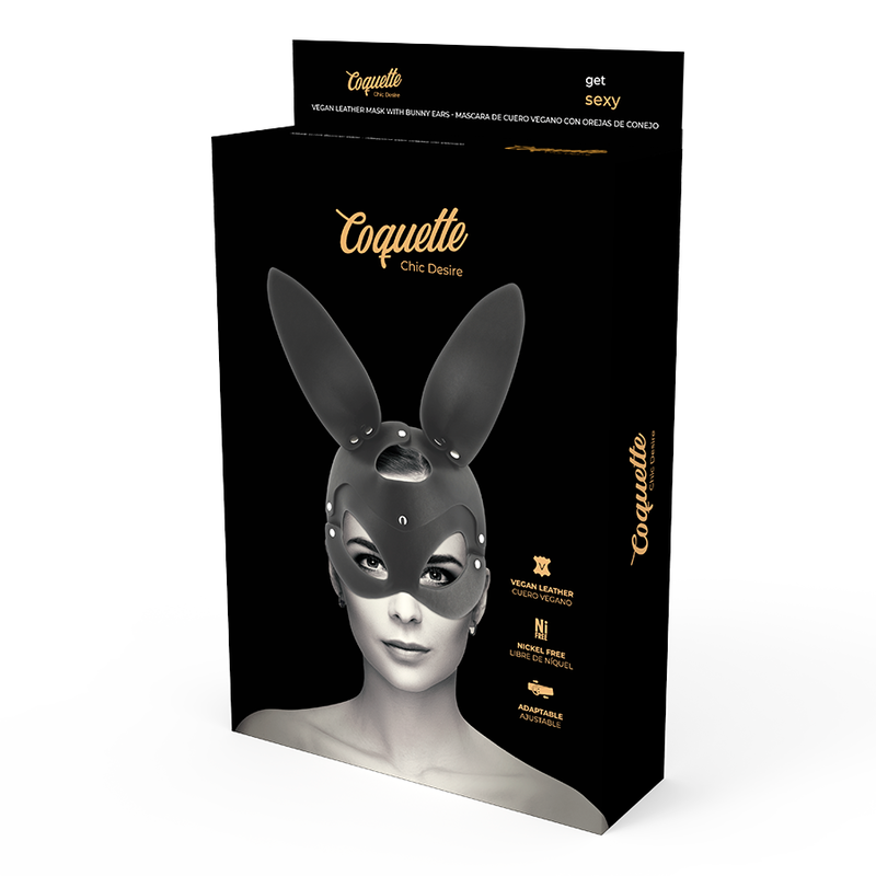 Masque en cuir végan oreilles de lapin cloutés